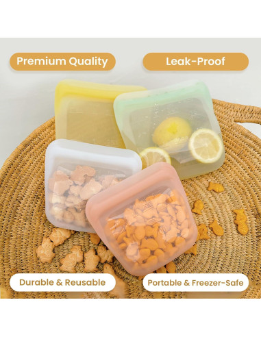 Set de 5 Bolsas de Silicona Reutilizables purifyou 170g - Nube Rosa