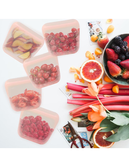 Set de 5 Bolsas de Silicona Reutilizables purifyou 170g - Nube Rosa