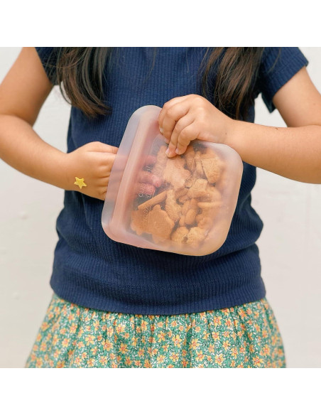 Set de 5 Bolsas de Silicona Reutilizables purifyou 170g - Nube Rosa