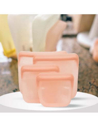 Set de 5 Bolsas de Silicona Reutilizables purifyou 170g - Nube Rosa