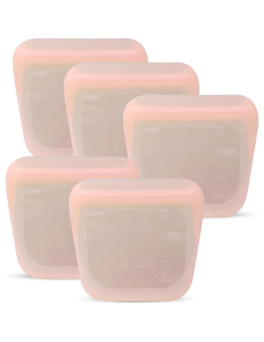Set de 5 Bolsas de Silicona Reutilizables purifyou 170g - Nube Rosa