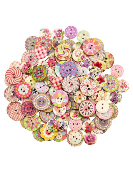 Botones de Madera Mixtos 400pcs 15mm y 20mm Foraineam