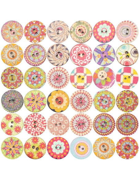 Botones de Madera Mixtos 400pcs 15mm y 20mm Foraineam