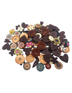 Botones de Madera T-shin 50 Piezas Multicolor 15-25MM