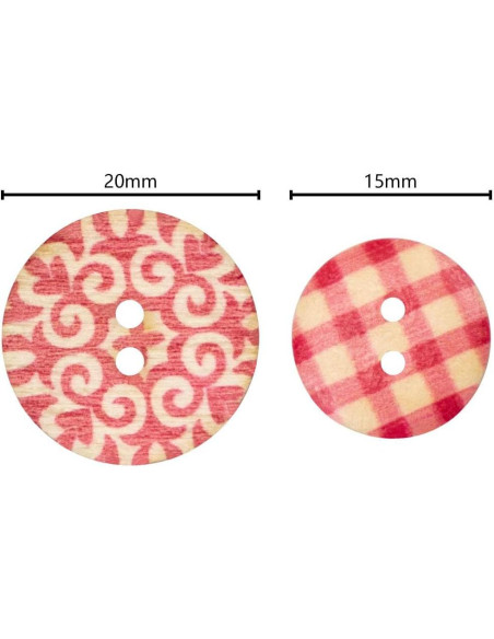 Botones de Madera Mixtos 400pcs 15mm y 20mm Foraineam