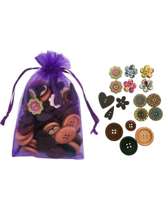 Botones de Madera T-shin 50 Piezas Multicolor 15-25MM 2