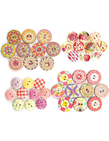 Botones de Madera Mixtos 400pcs 15mm y 20mm Foraineam