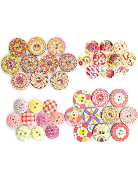 Botones de Madera Mixtos 400pcs 15mm y 20mm Foraineam