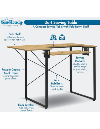 Mesa de Trabajo Sew Ready Dart Plegable 104 cm para Manualidades