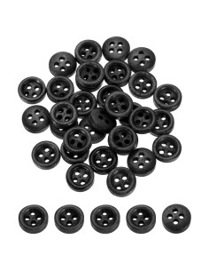 50 Botones de Madera Redondos 10mm uxcell 4 Agujeros Negros