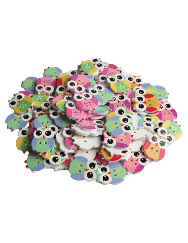 100 Botones de Madera Coloridos Opexicos 2 Agujeros 1.9x2.5cm