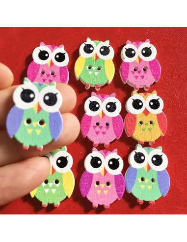 100 Botones de Madera Coloridos Opexicos 2 Agujeros 1.9x2.5cm