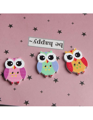 100 Botones de Madera Coloridos Opexicos 2 Agujeros 1.9x2.5cm