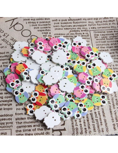 100 Botones de Madera Coloridos Opexicos 2 Agujeros 1.9x2.5cm