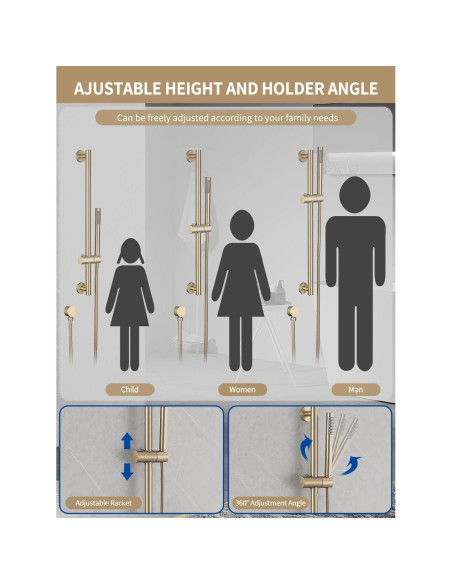 Barra Deslizante de Ducha Weshi con Ducha de Mano y Manguera 149.86 cm