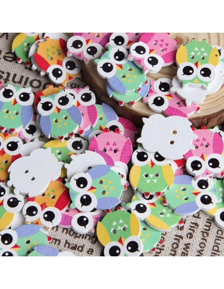 100 Botones de Madera Coloridos Opexicos 2 Agujeros 1.9x2.5cm