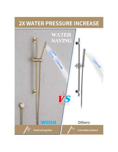 Barra Deslizante de Ducha Weshi con Ducha de Mano y Manguera 149.86 cm