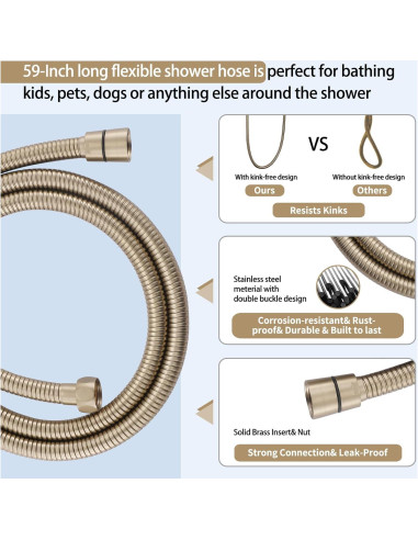 Barra Deslizante de Ducha Weshi con Ducha de Mano y Manguera 149.86 cm