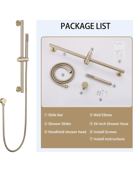 Barra Deslizante de Ducha Weshi con Ducha de Mano y Manguera 149.86 cm