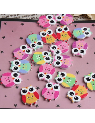 100 Botones de Madera Coloridos Opexicos 2 Agujeros 1.9x2.5cm