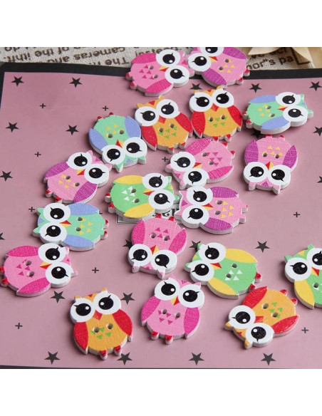 100 Botones de Madera Coloridos Opexicos 2 Agujeros 1.9x2.5cm