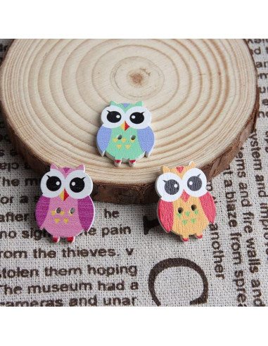 100 Botones de Madera Coloridos Opexicos 2 Agujeros 1.9x2.5cm