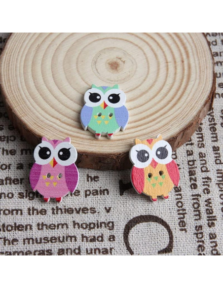 100 Botones de Madera Coloridos Opexicos 2 Agujeros 1.9x2.5cm