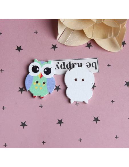 100 Botones de Madera Coloridos Opexicos 2 Agujeros 1.9x2.5cm