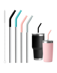 Popotes de Metal Snowfall Reutilizables 20/30 OZ con Silicona