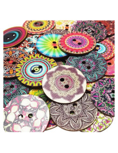 Botones de Madera Chenkou Craft 30pcs 75mm Multicolor