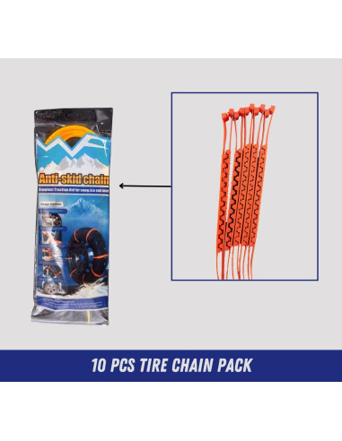 Cadenas de Neumático Antideslizantes Jeremywell 10 PCS Naranja