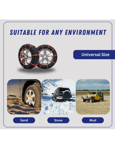 Cadenas de Neumático Antideslizantes Jeremywell 10 PCS Naranja