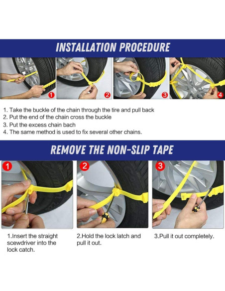 Cadenas de Neumático Antideslizantes Jeremywell 10 PCS Naranja