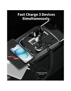 Cargador de Coche SUNDAREE 96W USB C 3 Puertos Carga Rápida 2