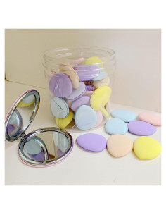 50 Esponjas de Maquillaje Urradia con Espejo - Puff de Polvo