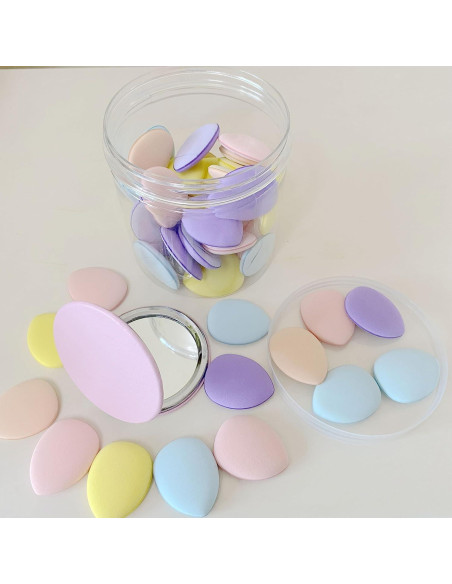 50 Esponjas de Maquillaje Urradia con Espejo - Puff de Polvo