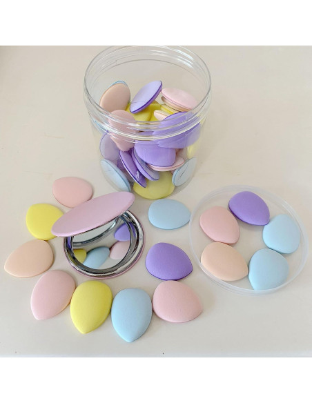 50 Esponjas de Maquillaje Urradia con Espejo - Puff de Polvo