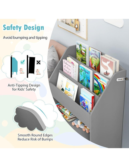 Estantería de Libros para Niños GLACER 3 Niveles con Cajones