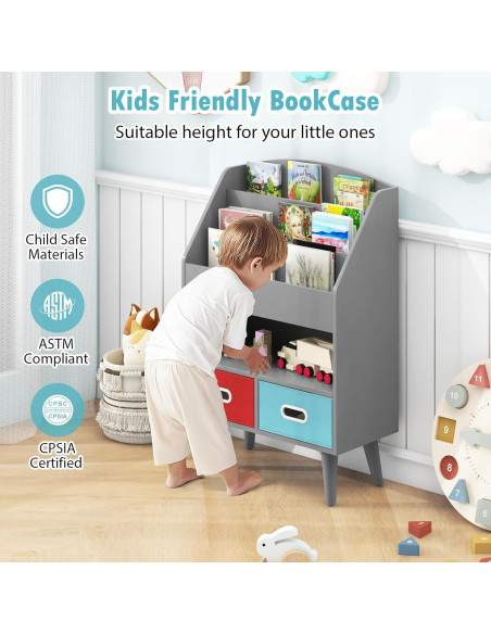 Estantería de Libros para Niños GLACER 3 Niveles con Cajones