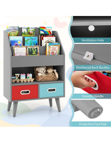 Estantería de Libros para Niños GLACER 3 Niveles con Cajones