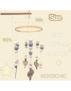 Móvil de Cuna Boho Nerdichic Globo 44.96 cm Fieltro 2