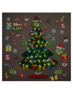 Árbol de Navidad Fieltro GameXcel 1.37m con Luz LED y 37 Adornos