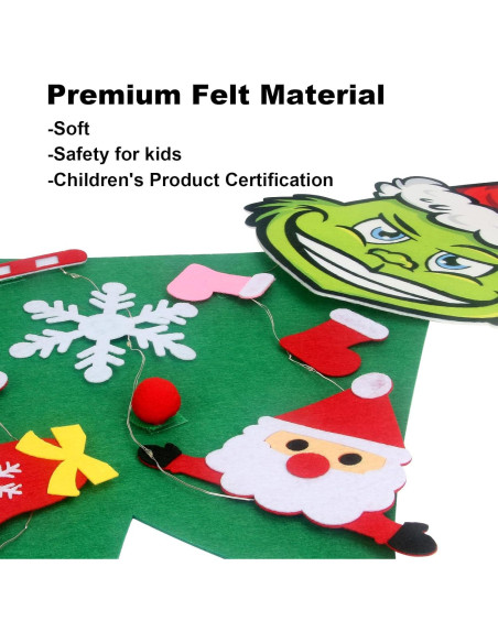 Árbol de Navidad Fieltro GameXcel 1.37m con Luz LED y 37 Adornos