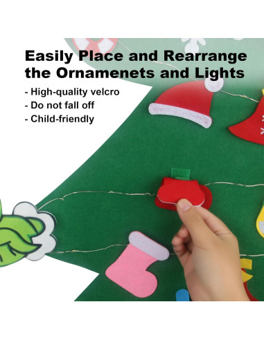 Árbol de Navidad Fieltro GameXcel 1.37m con Luz LED y 37 Adornos