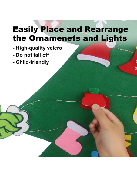 Árbol de Navidad Fieltro GameXcel 1.37m con Luz LED y 37 Adornos