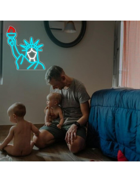 Luz de Neón Estatua de la Libertad Azul 35x35 cm USB