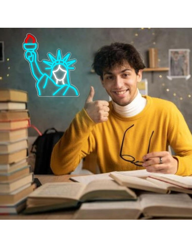 Luz de Neón Estatua de la Libertad Azul 35x35 cm USB