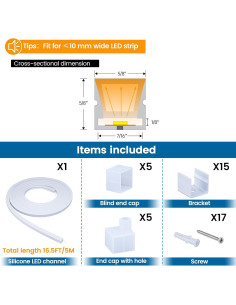 Canal LED de Silicona Muzata USC4 5M IP67 Flexible Sin Manchas 2
