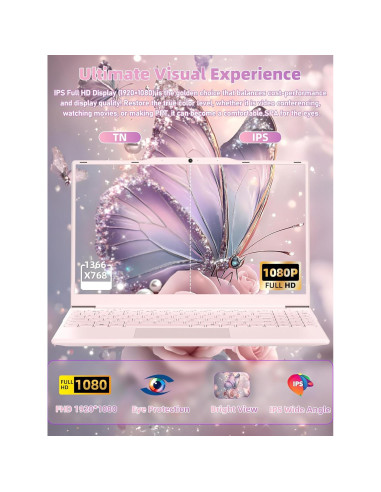 Laptop 14" Nmybwo Rosa, Celeron N5095, 8GB RAM, 256GB SSD