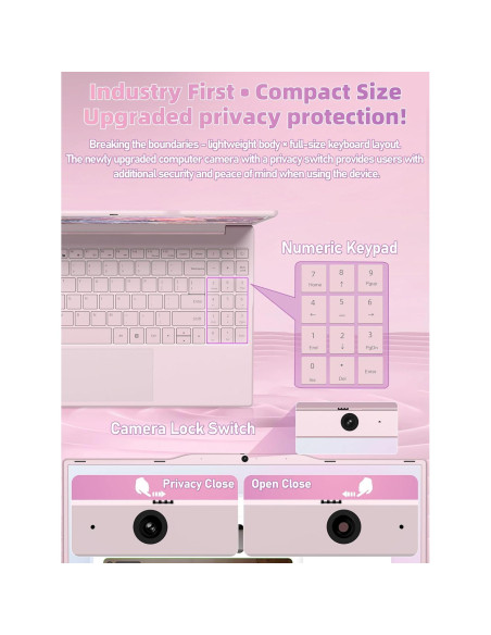 Laptop 14" Nmybwo Rosa, Celeron N5095, 8GB RAM, 256GB SSD